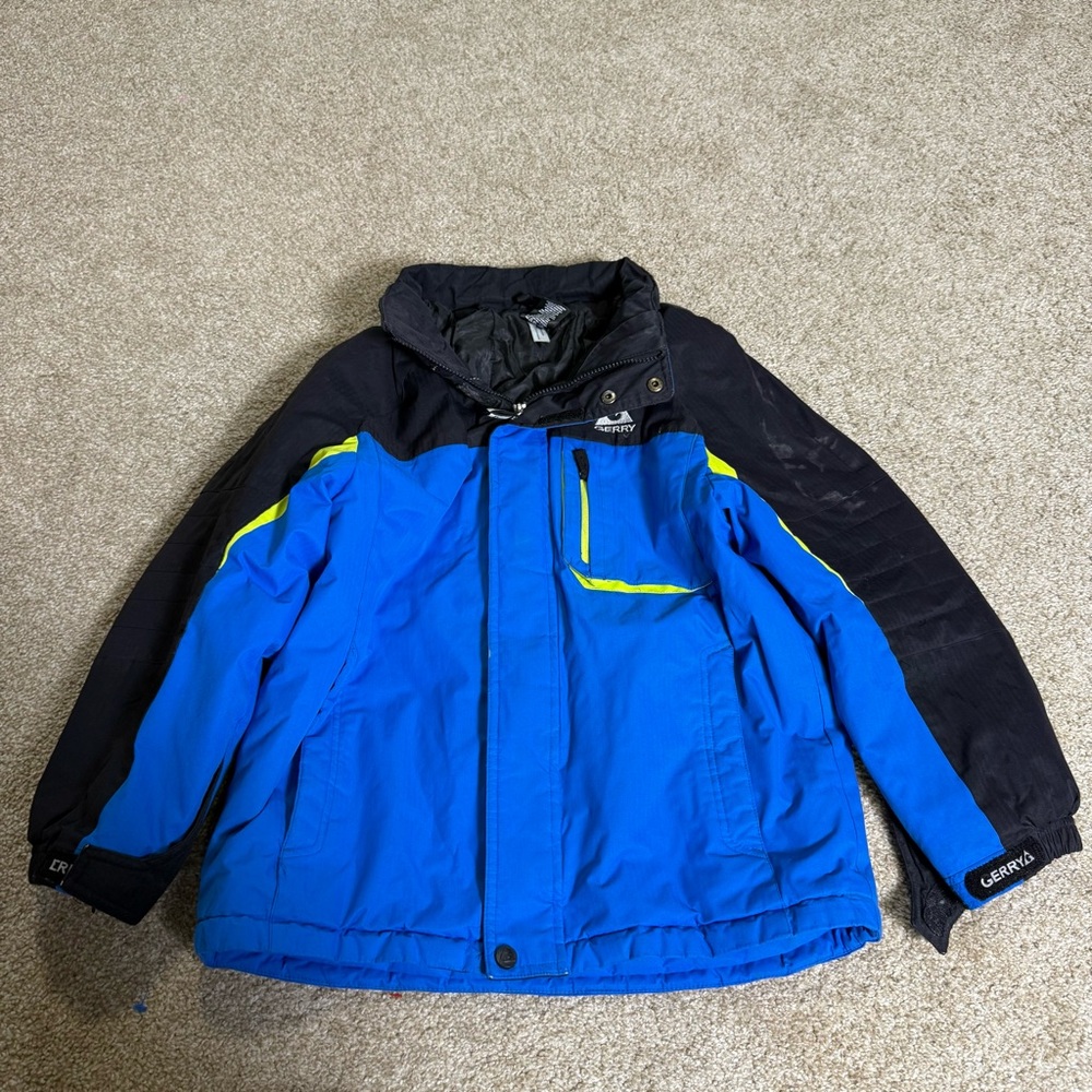Gerry Kids Blue Black Snow Ski Snowboard Coat‎ Hoodless Heavyweight 10/12 Medium